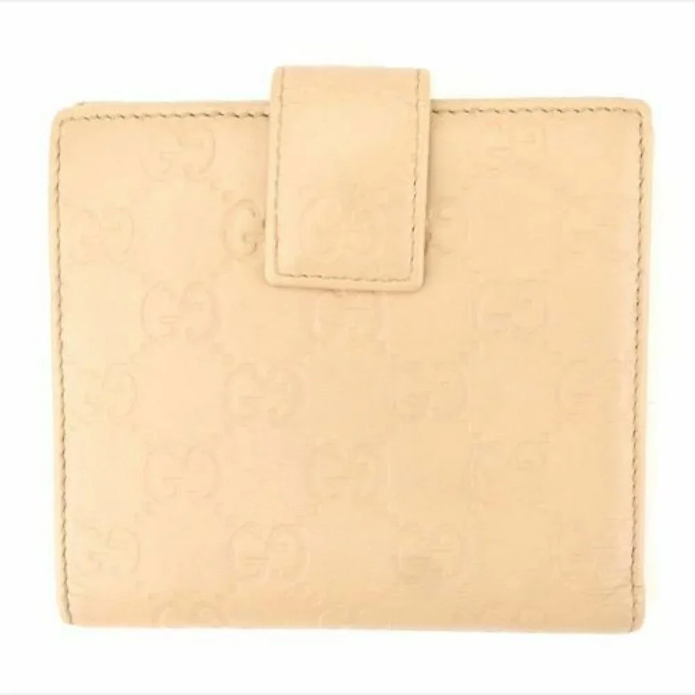 Auth Gucci Wallet Purse Guccissima Beige Gold leather Mens